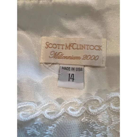 Vintage Scott McClintock Millennium 2000 Classic Satin Wedding Dress Size 14 - Picture 9 of 10